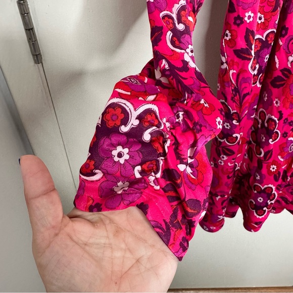 NWT Anthropologie Maeve Pink Floral Wrap Mini Dress - Picture 7 of 13